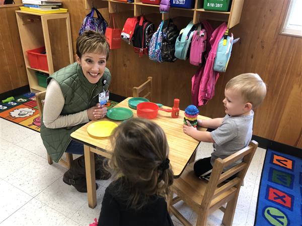 Trustee Julie Hinaman visiting an Early Learning Center